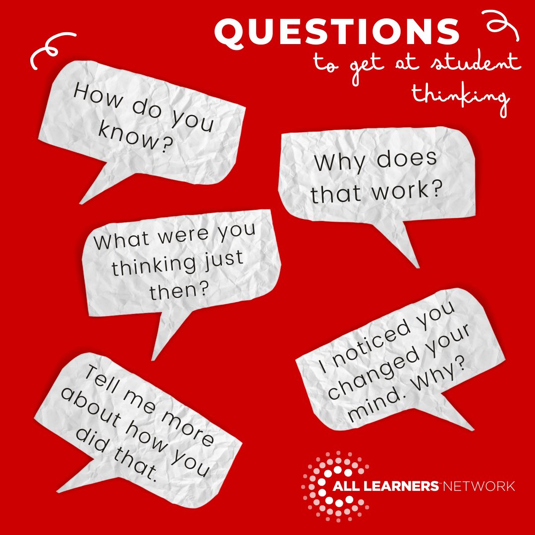 AllLearnersMath's tweet image. 🧠  Before we jump into explanations or offer new ideas, or assume their “answer” is “right” or “wrong,” it is so critical to deeply understand our students’ thinking. Let’s make sure we get to the ❤️ of our students’ understanding! #iteachmath #conceptualunderstanding #mtbos