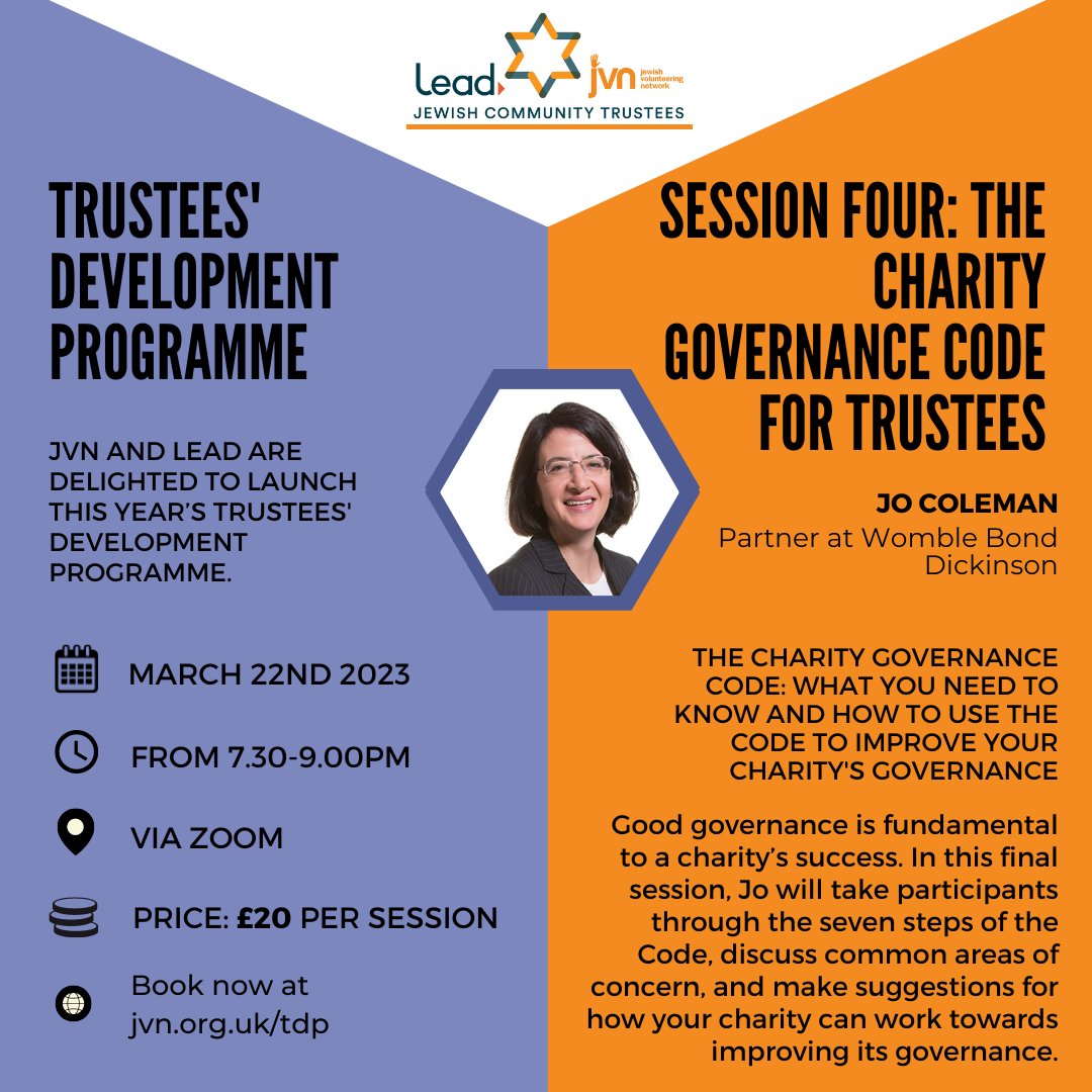 Lead (@lead_) on Twitter photo Join us on March 22nd to learn about the Charity Governance Code with Jo Coleman! This event will cover the seven steps of the Code and common areas of concern. 
<a href="/JVN_org_uk/">JVN</a> 
👉 jvn.org.uk/trustee-develo… Join us on March 22nd to learn about the Charity Governance Code with Jo Coleman! This event will cover the seven steps of the Code and common areas of concern. 
<a href="/JVN_org_uk/">JVN</a> 
👉 jvn.org.uk/trustee-develo…