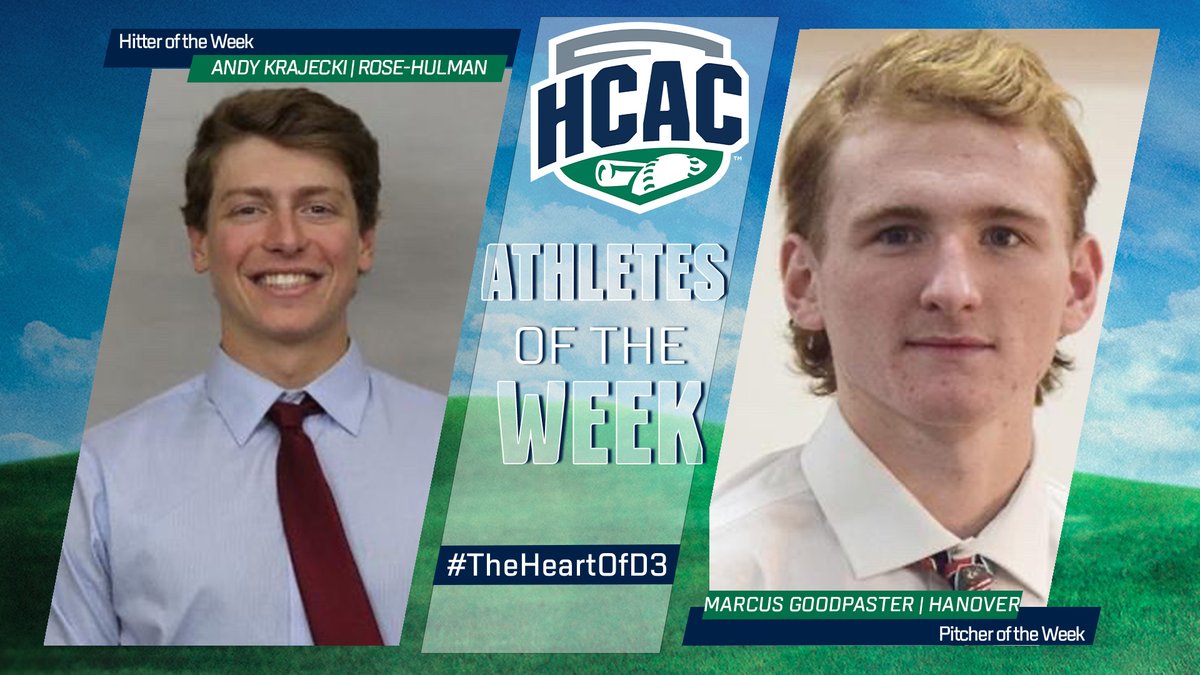 HCACDIII's tweet photo. HCAC Baseball | Athlete of the Week 

Congrats to the Baseball Athletes of the Week: 

Hitter: Andy Krajecki, @rhitsports 
  
Pitcher: Marcus Goodpaster, @HanoverPanthers 
  
https://t.co/k4CibK46ZO
 
#TheHeartOfD3 #D3Baseball https://t.co/R4SBU9EQ11