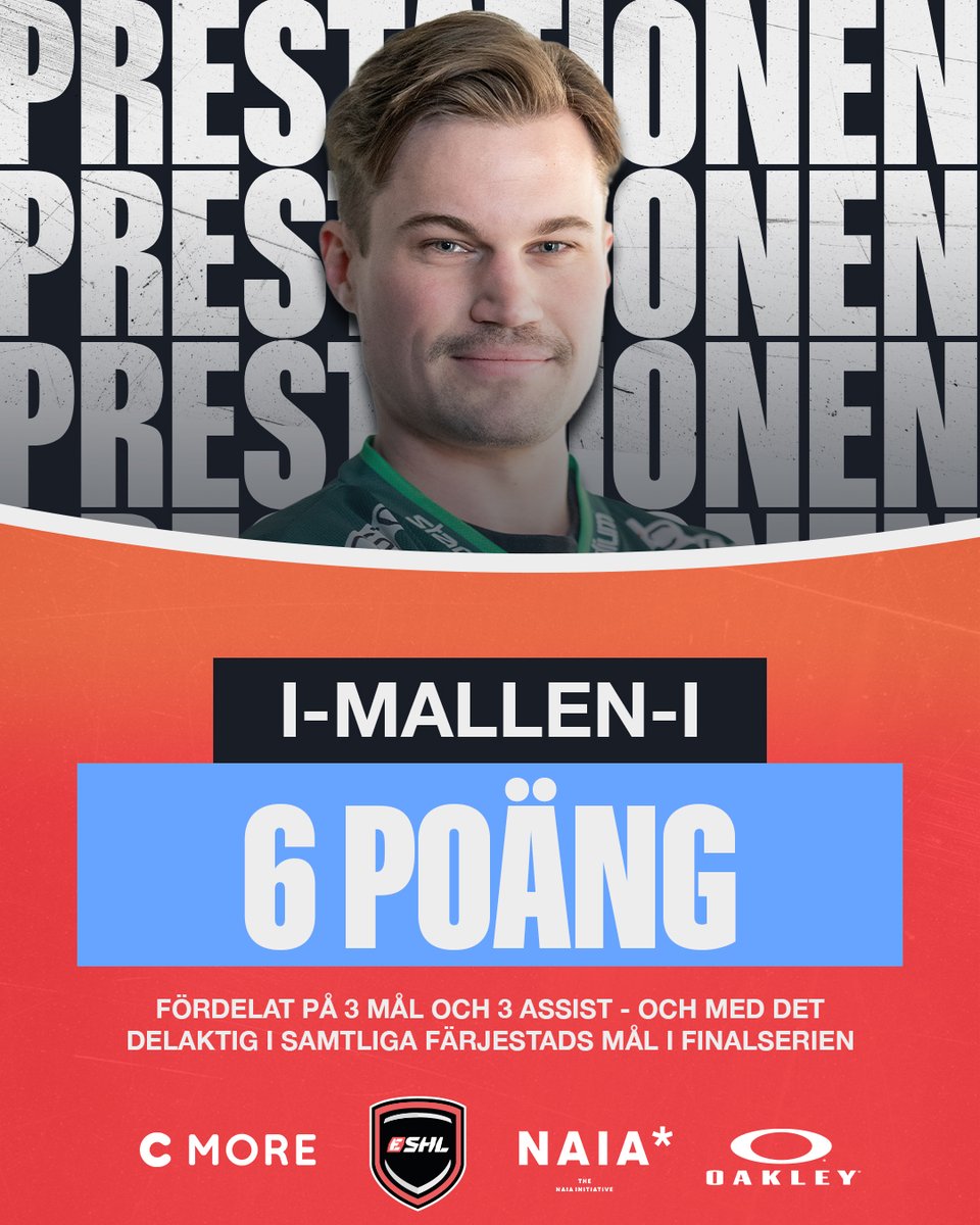 Vilken finalserie han gjorde, kapten Christoffer "I-Mallen-" Berntsson! Med tre mål och tre assist var han delaktig i samtliga @fbkesports mål! 🔥

#eSHLse #NHL23 <a href="/cberntsson/">Christoffer Berntsson</a>