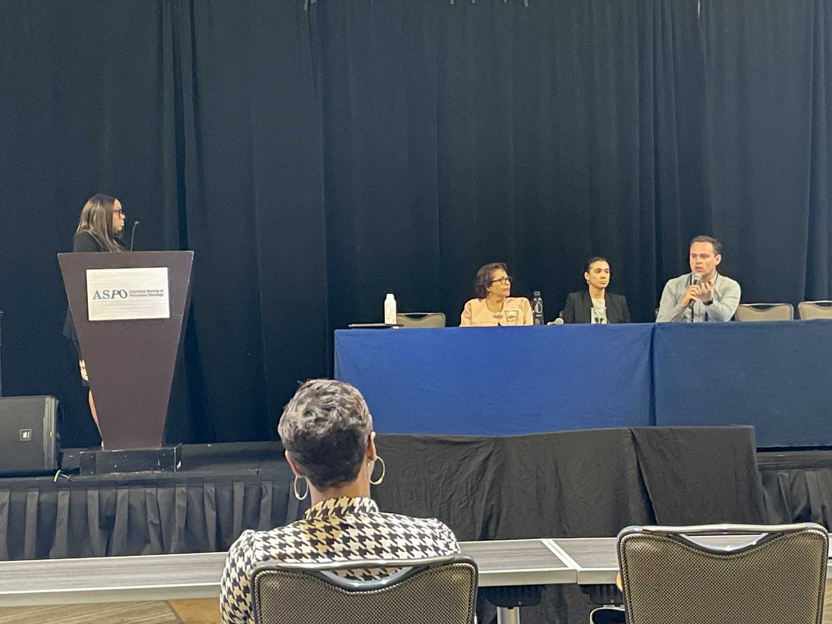 HuntsmanCOE's tweet image. Some of our team at #ASPO2023 sharing insights and connecting with peers about community outreach and science collaborations. On Day 1, Nathaniel Ferre participated on a panel discussion and shared perspectives about patient navigation. @huntsmancancer @NeliMUlrich @TracyOnega