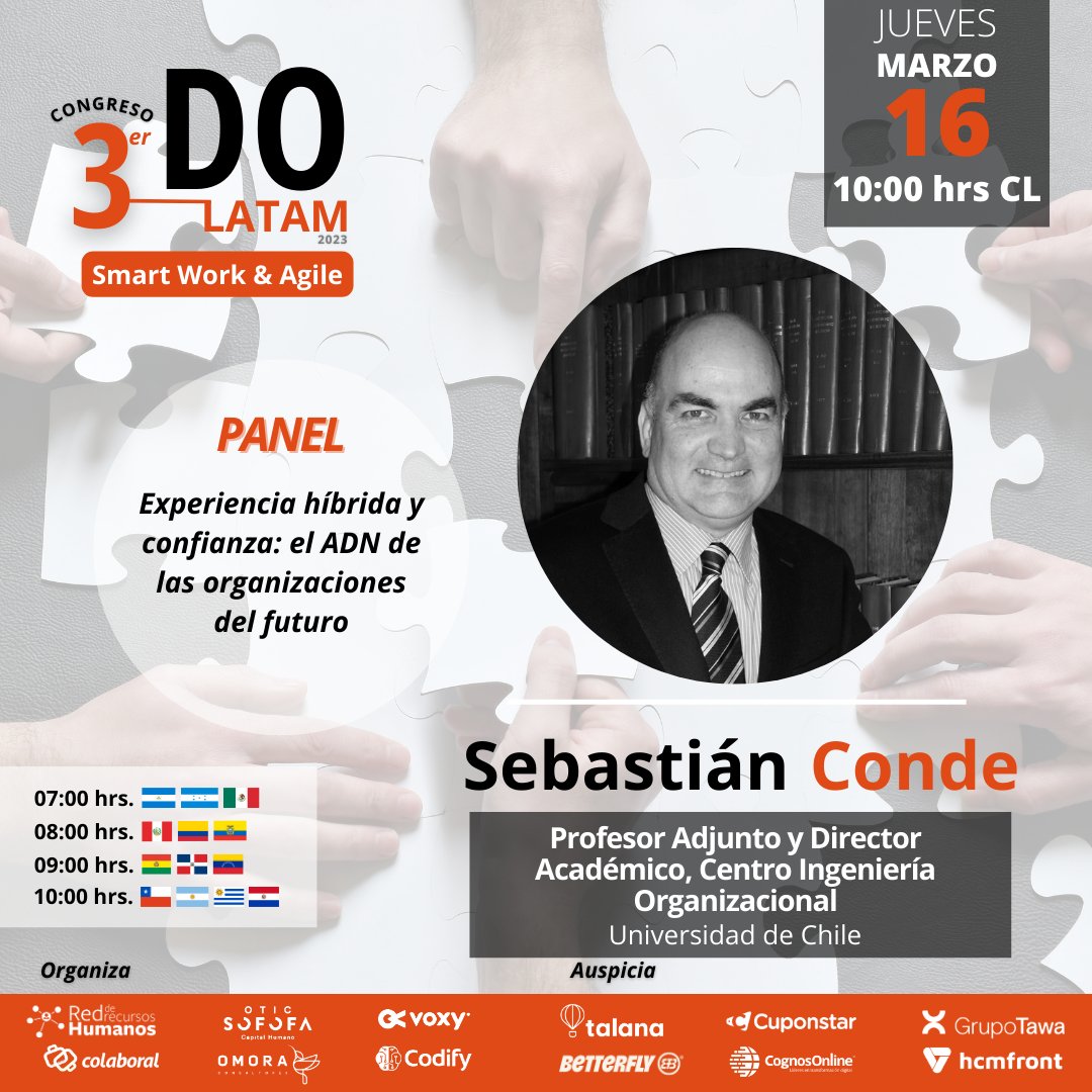 OTICSOFOFA's tweet photo. 📣 Participa en el Congreso #DOLATAM 2023 y acompaña a Sebastian Conde Dir. Académico @CIO_UChile y Carolina Altschwager de @Almabrands para conversar sobre: Experiencia híbrida y confianza: el ADN de las organizaciones del futuro.
🗓️ 16 marzo
📝Inscríbete https://t.co/LBD2BkLbZB https://t.co/6TJoxmYazx
