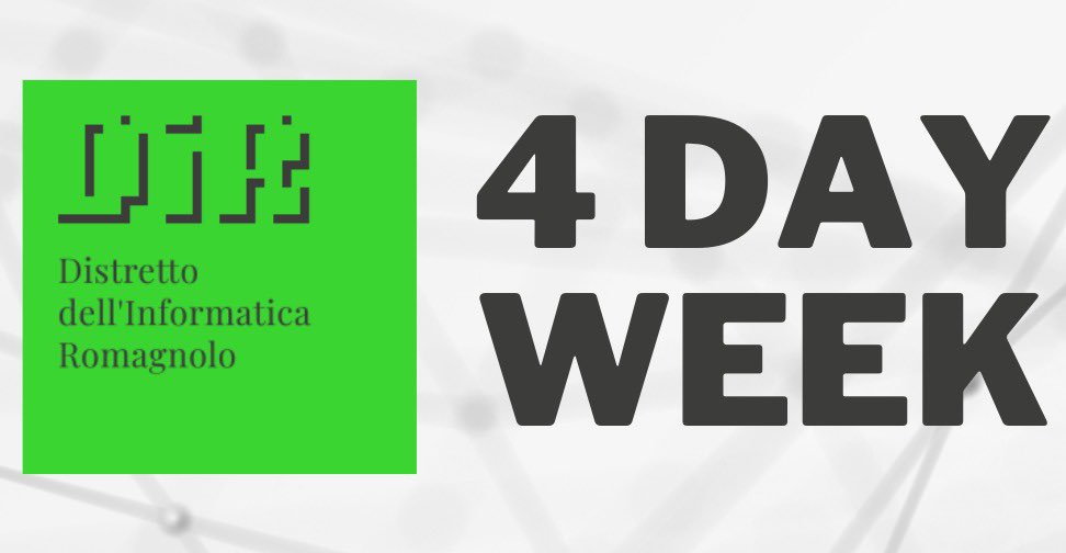 #4DayWeek Sai cosa c’è dietro lo slogan: “100% di stipendio, 80% del tempo di lavoro, 100% di produttività.”? Partecipa all’evento ONLINE del 16 marzo ore 17, organizzato dal Distretto dell'Informatica Romagnolo. distrettodellinformaticaromagnolo.org/4-day-week/