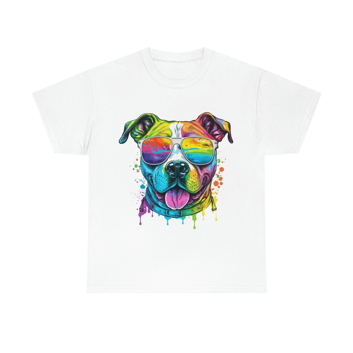 Our Cute colourful Staffordshire bull terrier top would be a great way to express your love for your staffy  #etsy #doglovergift #watercolourtshirt #womensgift #dogdad #multicolour #friendsandfamily #mhhsbd etsy.me/3ldGDaw