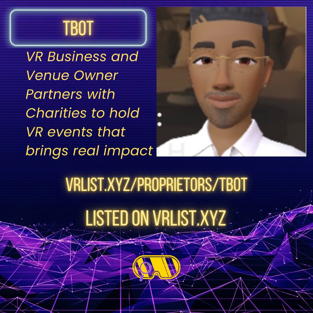 VRListxyz's tweet photo. Find Tbot & other VR Entertainers, Instructors, and Creators on https://t.co/NaMhNncvFL
#vrlist #vrlistxyz #meta #metaverse #horizonworlds #quest2 #vrheadset #vrservices #metaquestpro #questpro #oculus #metaquest #metaquest2 #VR #vrfreelance #vrbusiness #vrdirectory https://t.co/hxXvVVtqmC
