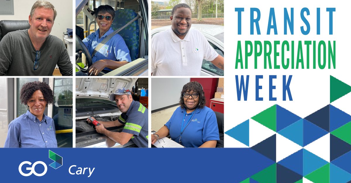 caryncgov's tweet photo. Please join us in celebrating #TransitAppreciationWeek as we will be sharing some of our GoCary team members who provide excellent service to customers over the next few days. If you see a GoCary team member, tell them thank you!
#CaryNC #GoCary https://t.co/RAKy8kBfF8