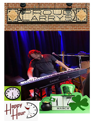 proudlarrys's tweet photo. Saint Patrick's Day (this Fri 3/17)! 🍀 Don't miss Tate Moore Four providing happy hour tunes from 5:30pm - 7:30pm followed by a Wannu? show at 9:30pm. FREE admission for both. 🥳 https://t.co/fQ2ZsuRjMD