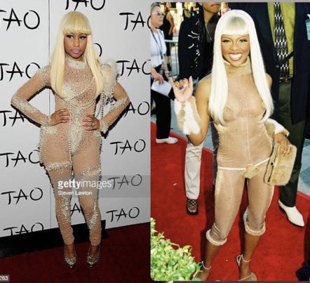 skinny_dawg's tweet image. Excuse you ? You borrowed lil Kim’s outfits and lyrics check yo self hipp o