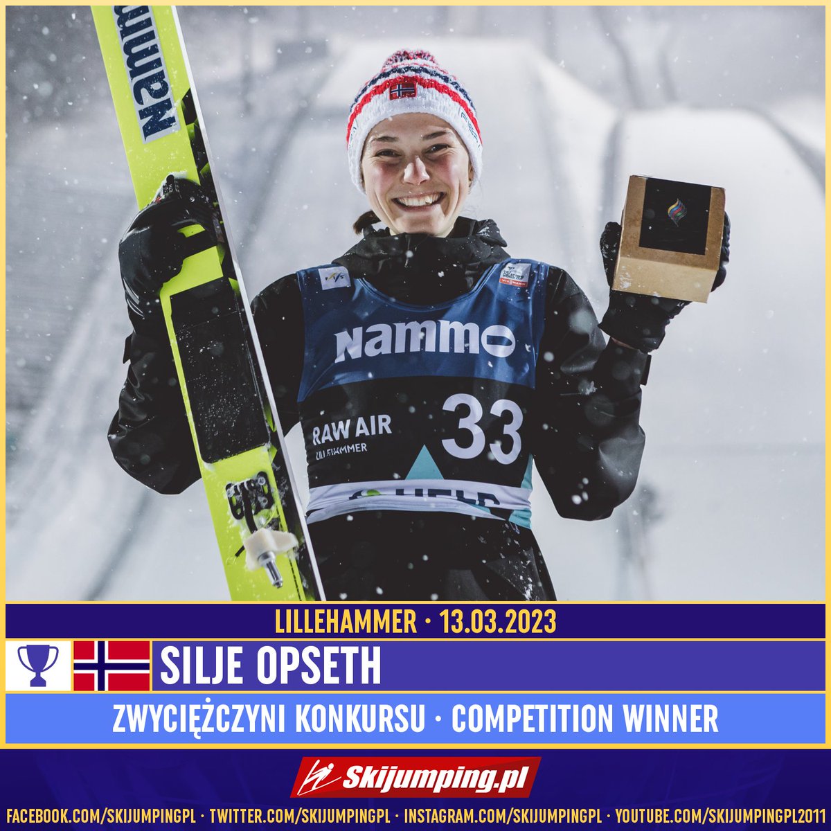 Skijumpingpl's tweet image. TOP3 - WC/#RawAir #Lillehammer Ladies 13.03.2023:

1. 🇳🇴Silje #Opseth
2. 🇩🇪Selina #Freitag
3. 🇸🇮Ema #Klinec

 Congratulations! #skijumpingfamily