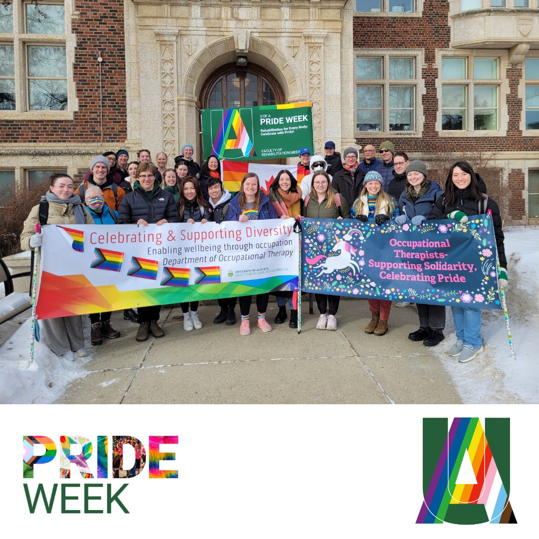 Rehabilitation for Every Body: Celebrate with Pride!
Occupational Therapists-Supporting Solidarity, Celebrating Pride.

Today's the first day of Pride Week at the University of Alberta! 
uab.ca/pride

#ualberta #pride #2SLGBTQ+ #fyrefly #ualbertarehabmed #ualbertaot