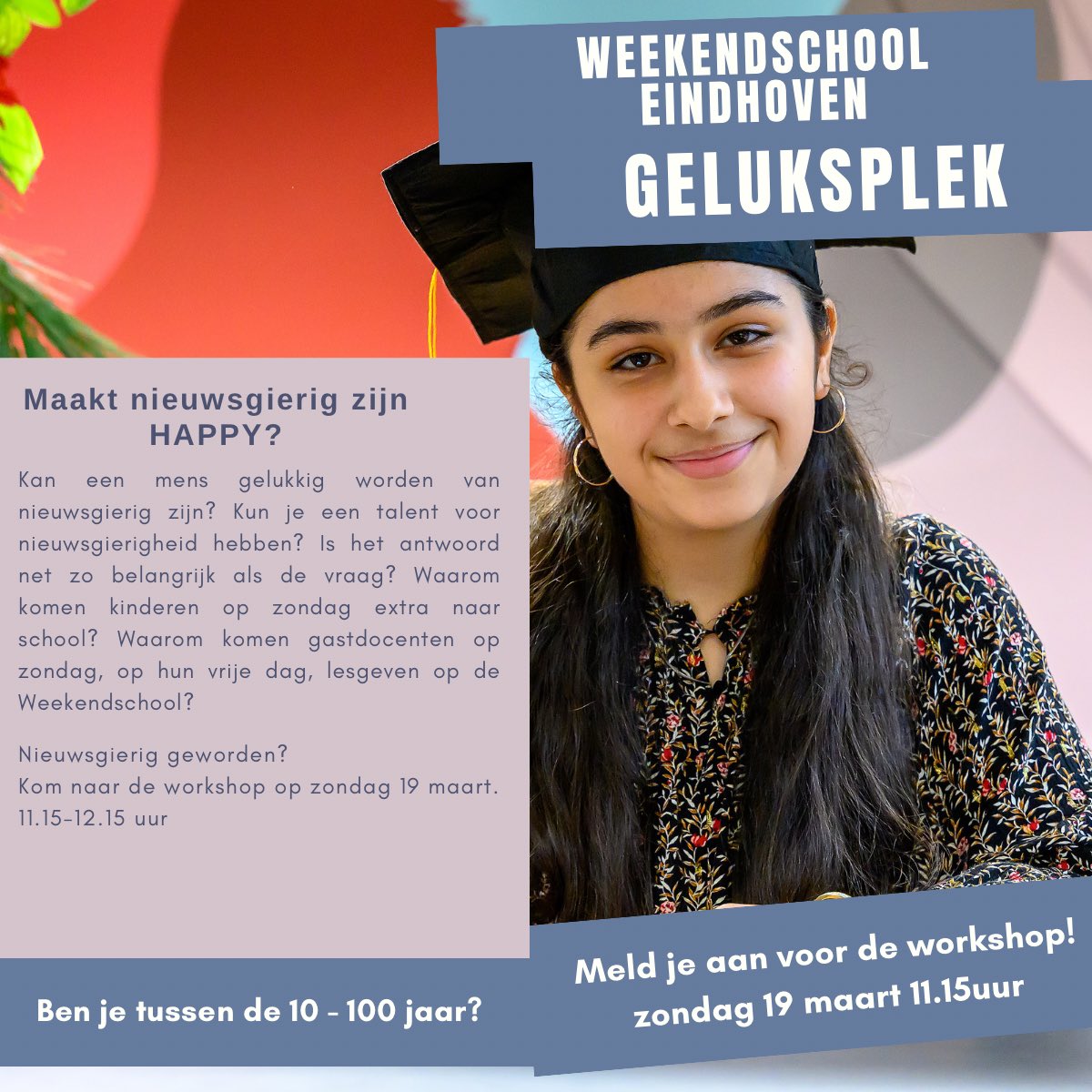 Altijd al willen weten waarom de Weekendschool Eindhoven zo'n drukbezochte plek is op zondag? Meld je aan voor een workshop op 19 maart.
Deze activiteit maakt onderdeel uit van de DHW 2023; kijk voor het gehele programma dutchhappinessweek.nl