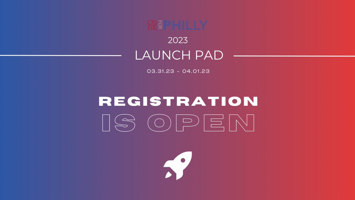 Registration is open for our 2023 Launchpad! Join us from 3/31 - 4/1 to brainstorm and launch new civic tech projects. To learn more & register: codeforphilly.org/events/launchp…