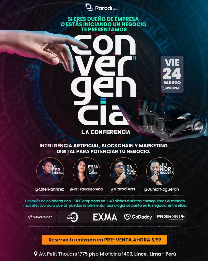 miferramirez's tweet photo. Nuevo logro desbloqueado, esta vez llevando educación digital a la ciudad de Lima🇵🇪

Vamos a tener un evento de capacitación intensivo para que puedas usar a tu favor La Inteligencia Artificial, La Tecnología Blockchain y rl Marketing Digital para potenc… https://t.co/LnS78Pyx9p https://t.co/1xZnoBb0KS