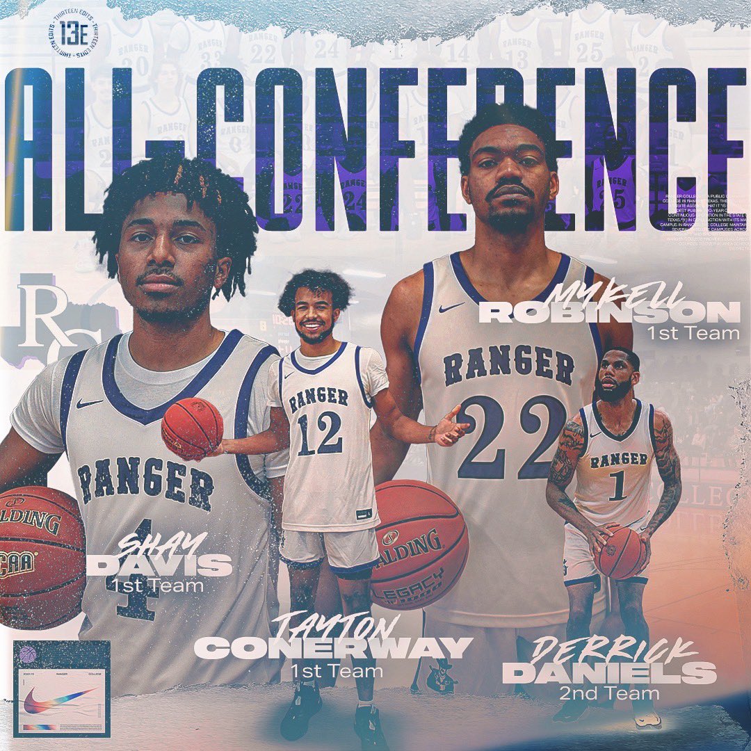 ⚪️🟣 ALL- CONFERENCE 🟣⚪️
Congratulations to our Rangers on their 2022-23 All-Conference Selections!

Tayton Conerway - 1st Team
Mykell Robinson - 1st Team
Shay Davis - 1st Team
Derrick Daniels - 2nd Team

#PistolsUp