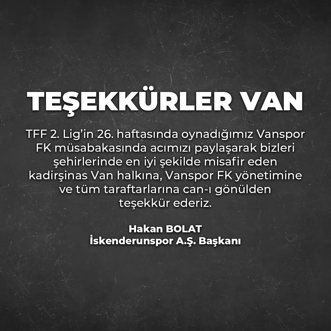 TEŞEKKÜRLER VAN