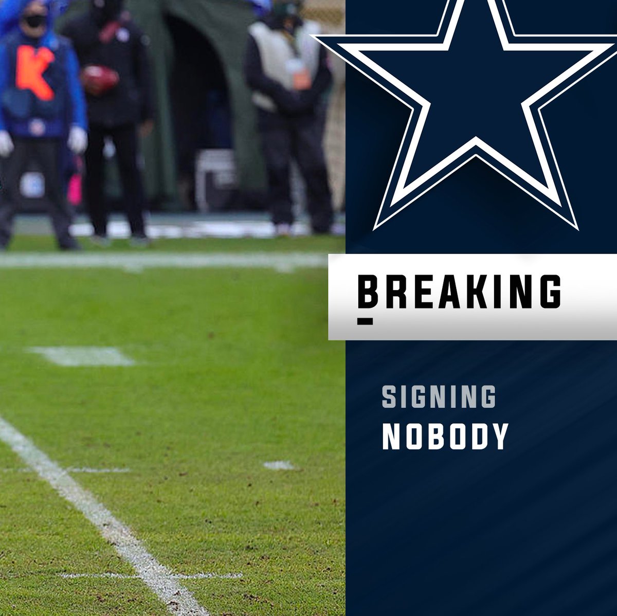BREAKING: The #DallasCowboys have agreed to terms with nobody for zero-years, $0 deal, including $0 guaranteed. Cowboys get much needed help.