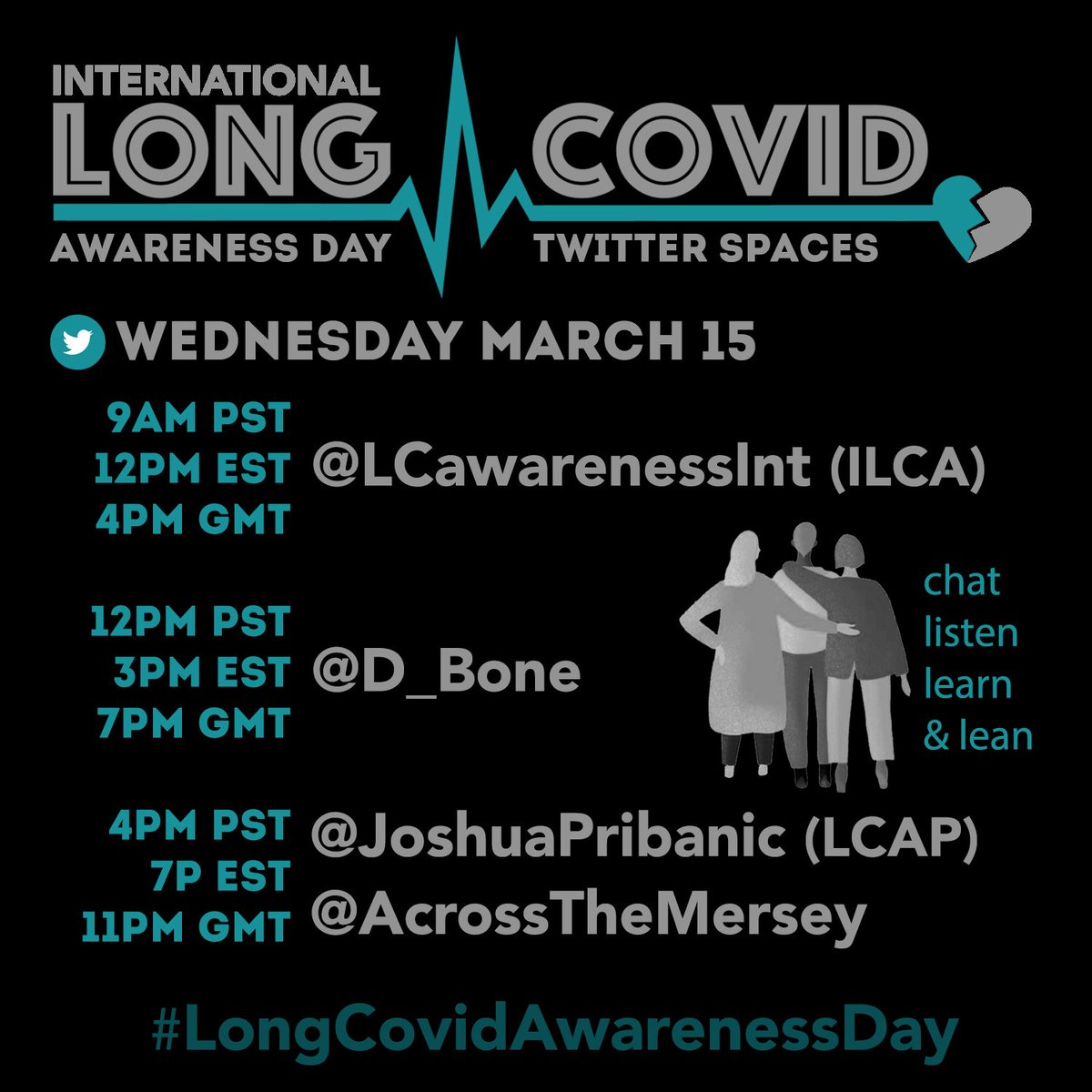 LCawarenessInt's tweet photo. ☆Twitter Space Lineup  International #LongCovidAwarenessDay
Unite on this important day!
-Real talk about the issues that matter in the LongCovid community
-All those suffering #LongCovid
&amp; our allies are encouraged to be a part of this day &amp; discussion
#LongCovidAwarenessMonth https://t.co/CG2Z3iPmTe