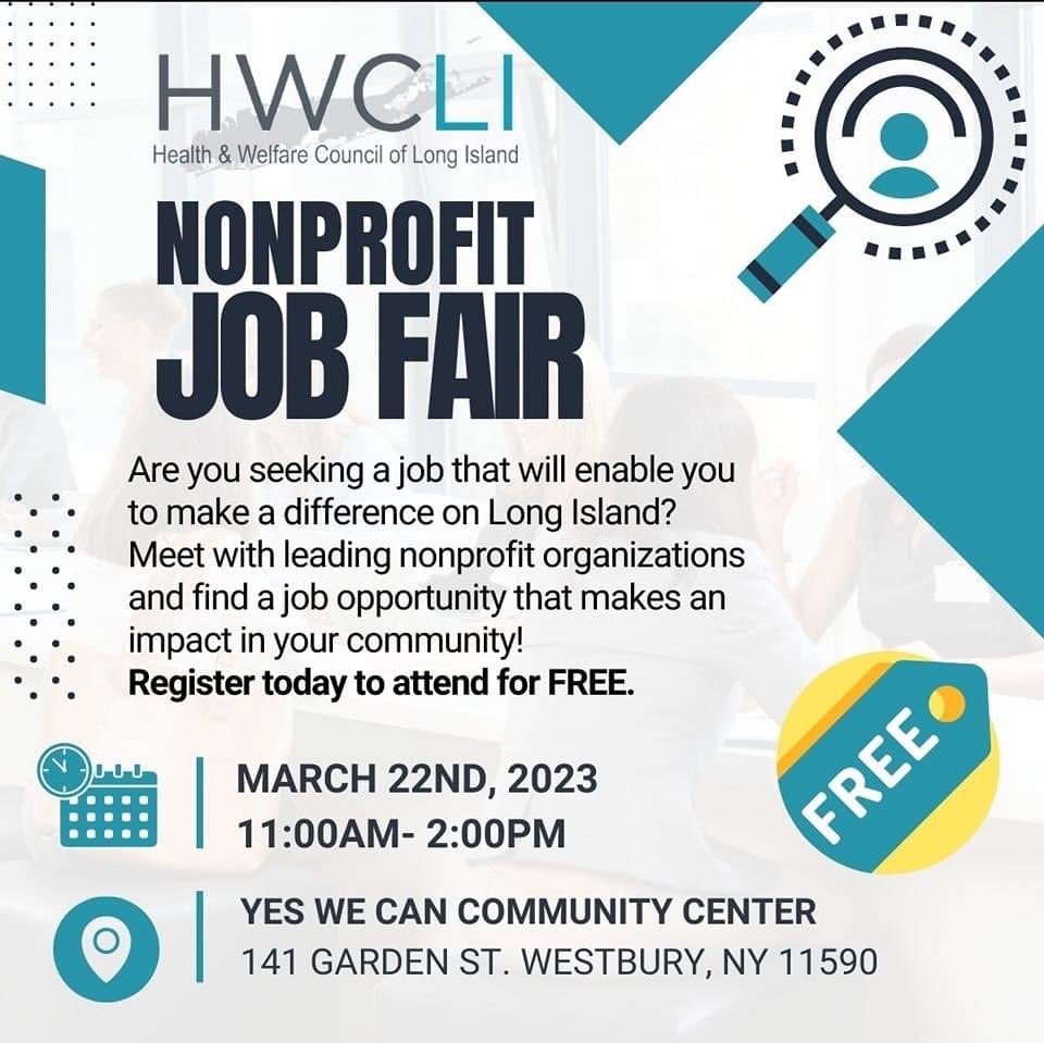 SuffolkLabor's tweet photo. NONPROFIT JOB FAIR 📣
Meet with leading nonprofit organizations and find a job opportunity that makes an impact in your community. 🔎
For more information, visit https://t.co/vdtjWQSN13
#JobFair #nonprofit #GetHired #SucceedInSuffolk https://t.co/mk2KBK9dvM