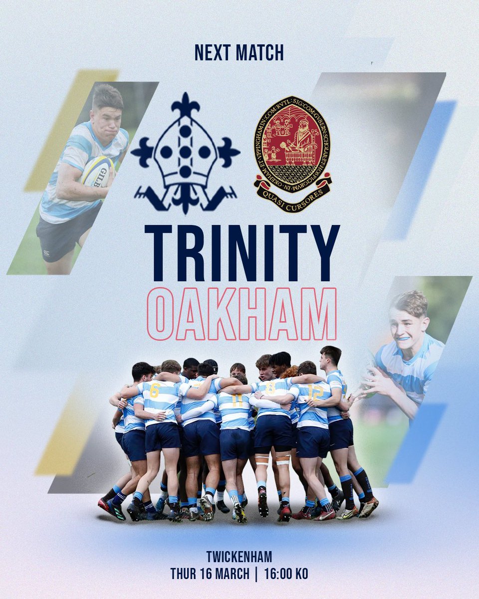3 DAYS TO GO👀

We’re back in action on Thursday as the 1st XV head to Twickenham to face @OakhamSch in the Final of the National Cup!

#trinityrugby | @NextGenXV | @SchoolsCup