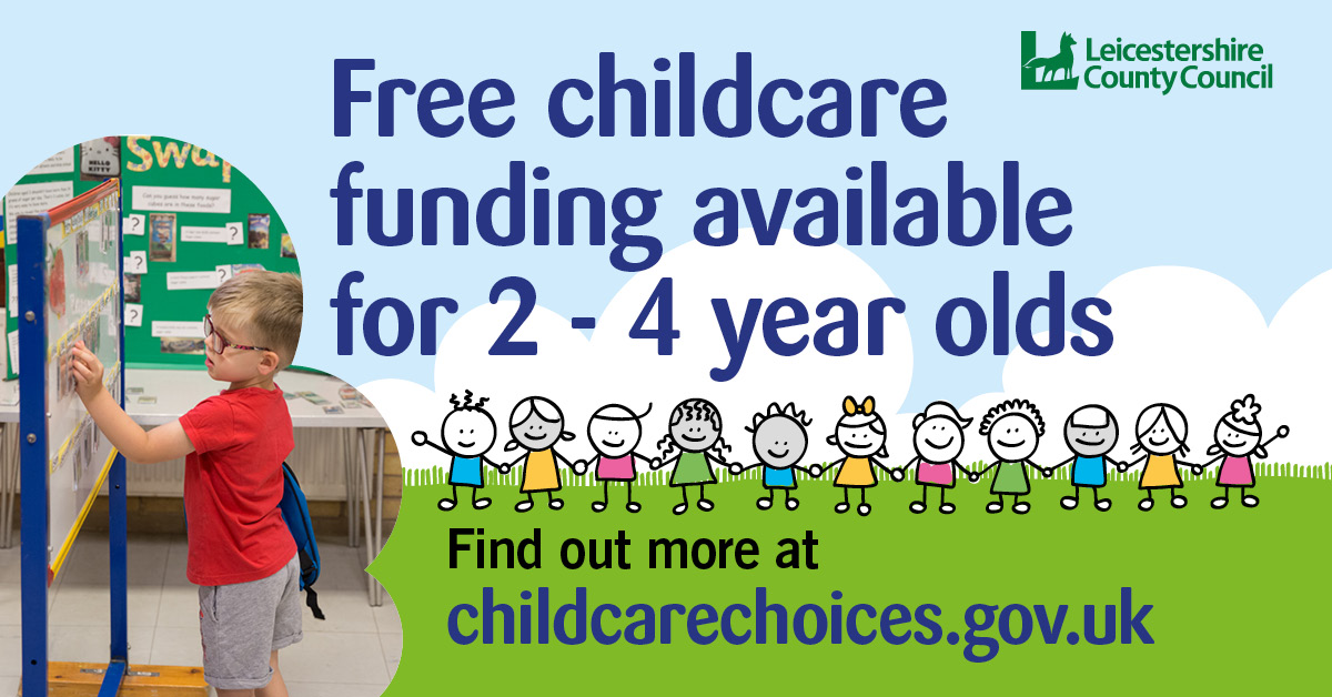 LeicsCountyHall's tweet photo. There is still time to apply for government funded childcare places in early years settings! ⌛ Some of the benefits for taking up FEEE for your child are: 
👫Make new friends 
💭Develop new skills and knowledge
🗣Improve your child's speech 
Visit ➡️ https://t.co/gzMel5GGz1 https://t.co/Jor39BDiYf