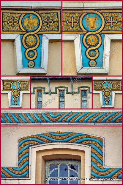 casedeepoca's tweet image. A collage of majolica decorations in a mix of Art Nouveau, Byzantinist and Thermalisme styles on the facade of the 1900s built Ana Aslan Hospital in Bucharest (formerly an army infirmary). #artnouveau #byzantinism #thermalisme #anaaslan #bucharest #majolica #1900s #balkans