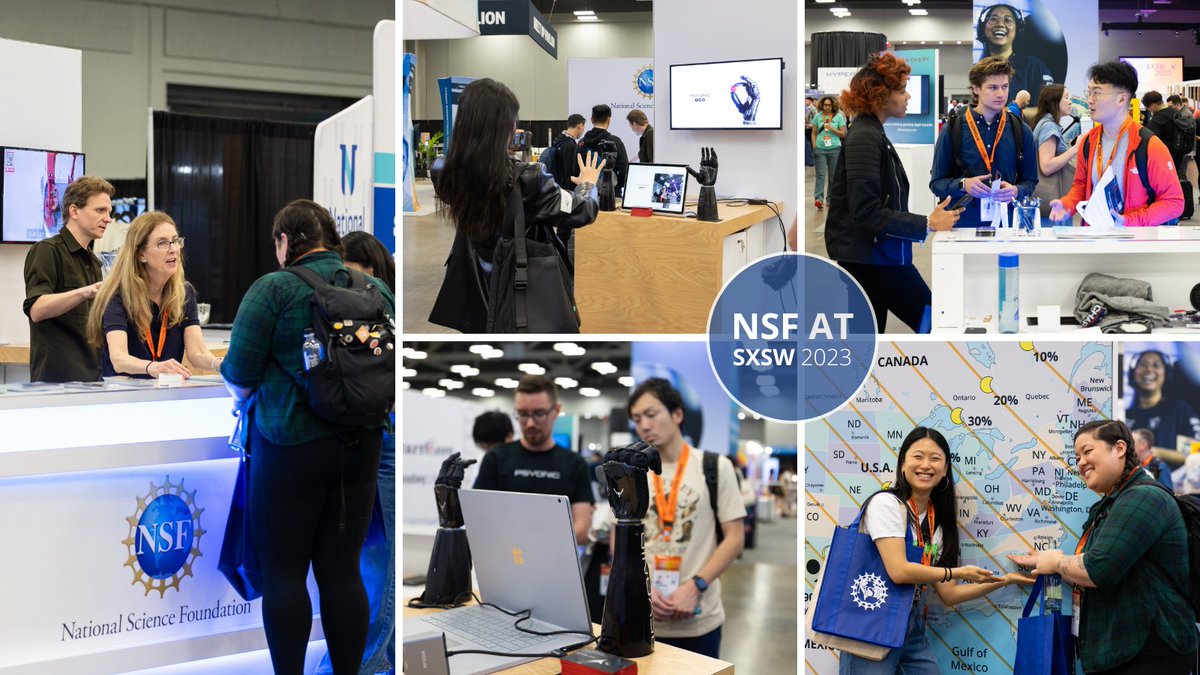 NSF's tweet photo. Attending @sxsw? 

Check out our booth (335) at the Creative Industries Expo. Then join NSF’s panel of experts tomorrow for an insightful conversation on topics of de-extinction &amp; sustainability. 

Panel details:
✅https://t.co/OlHl3bo8Dd 
✅https://t.co/mOANEzowBt 

#SXSWNSF https://t.co/ScVxb1QUWr