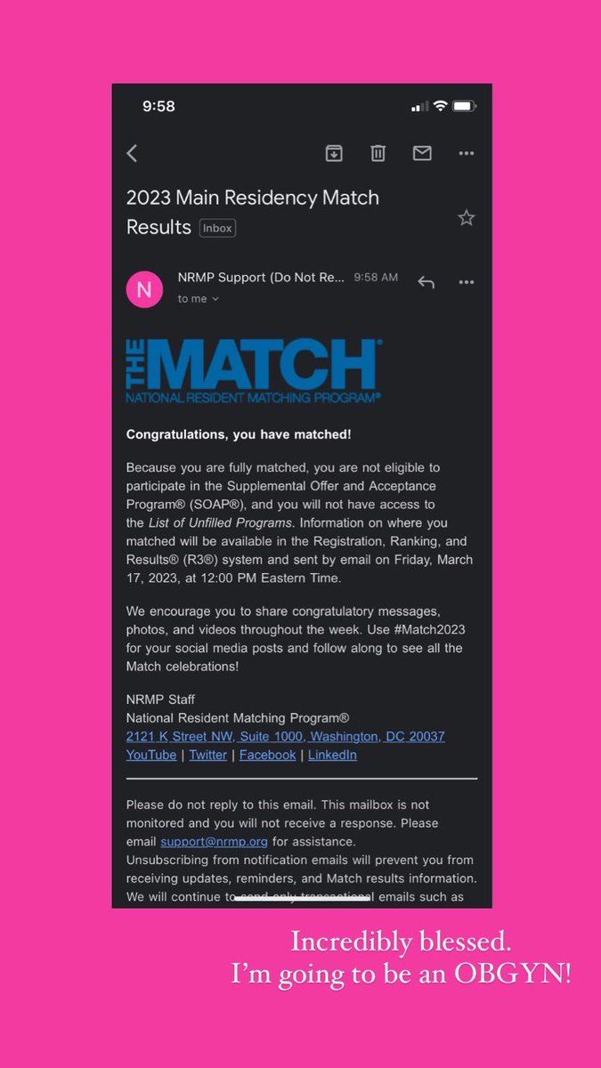 leblanc__gab's tweet photo. So incredibly blessed to say I’ve matched!!! I’m gonna be an OBGYN 💗 #Match2023 https://t.co/qGdBMd5tOr