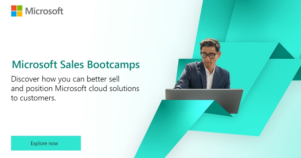 msPartner's tweet photo. Learn to identify business opportunities, drive customer journeys, and sell the value of Microsoft cloud solutions. 📚

Sign up for a sales bootcamp today: https://t.co/yRboufPFZL 

#MSCloudSkills #SkillsYouCanBuild