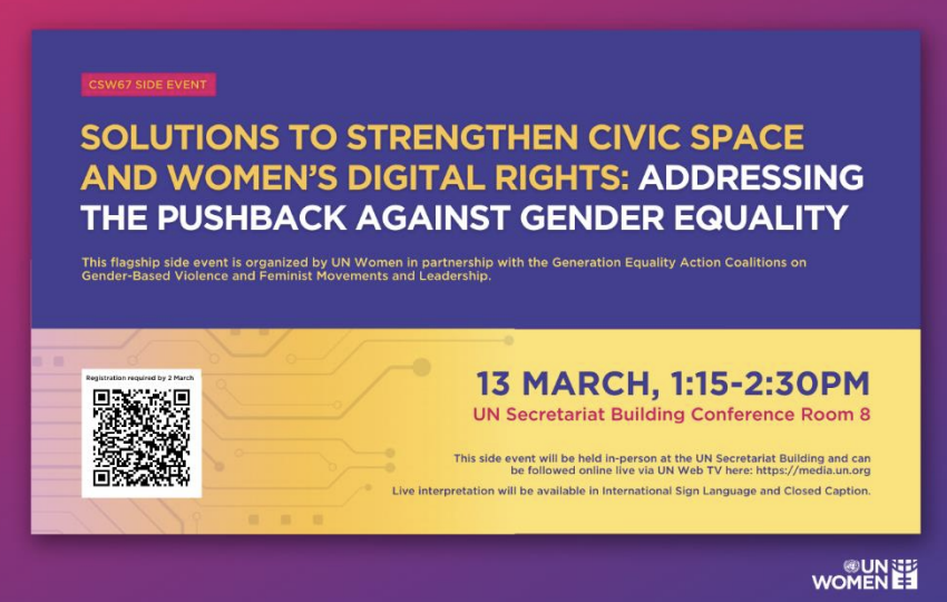 EuroLesbianCon's tweet photo. We need to dismantle patriarchal systems hindering gender equality! Well-resourced feminist grassroots orgs with full LBTI women & nonbinary persons involvement are key to the movement against pushback. #UNCWS @ @UN_Women Action Coalition 4 #GenerationEquality event #pushforward https://t.co/rT5GOajgQE