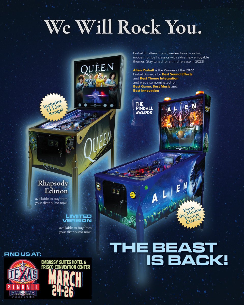 PinballBros's tweet photo. Gearing up for @TXPinball โ looking forward to meeting yโall!
#queenpinball #alienpinball https://t.co/y9ebNNgllm