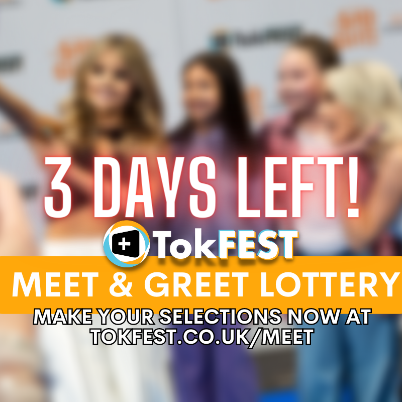 Have you entered your choices on TokFEST's Meet &amp; Greet Lottery yet?! You have 3 days left befoe it CLOSES! Visit TOKFEST.CO.UK/MEET to find out more &amp; enter before our Meet &amp; Greet draw!  😊 

TOKFEST is BACK @ NEC Birmingham!  25/26 MARCH 2023 -  TOKFEST.CO.UK