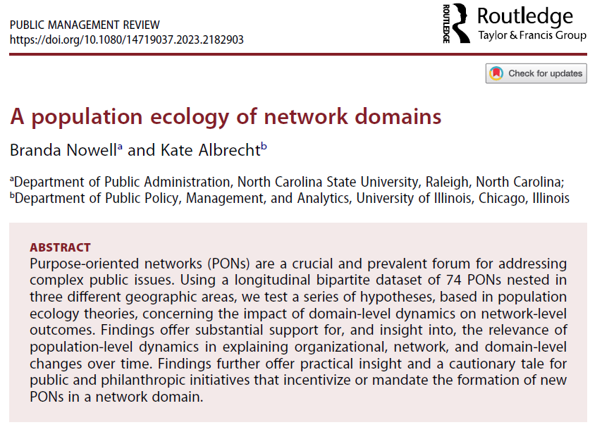 KANetworkGeek's tweet photo. New pub alert with @BrandaNowell!

In network research, we think about egos, alters, dyads, and whole networks. Let's start talking about network domains and their influence on networks over time.

https://t.co/insA958WK0

Findings in the thread (1/3) :) https://t.co/GQn68Cgfxa