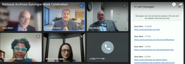 FOIA_Ombuds's tweet photo. Our panelists wrapped up today's program sharing their favorite #FOIA experience. You can watch the program on the @USNatArchives YouTube channel at any time: https://t.co/uMKZbiz0Bi #MakeAccessHappen #SunshineWeek2023 https://t.co/kDu8cqgRl4