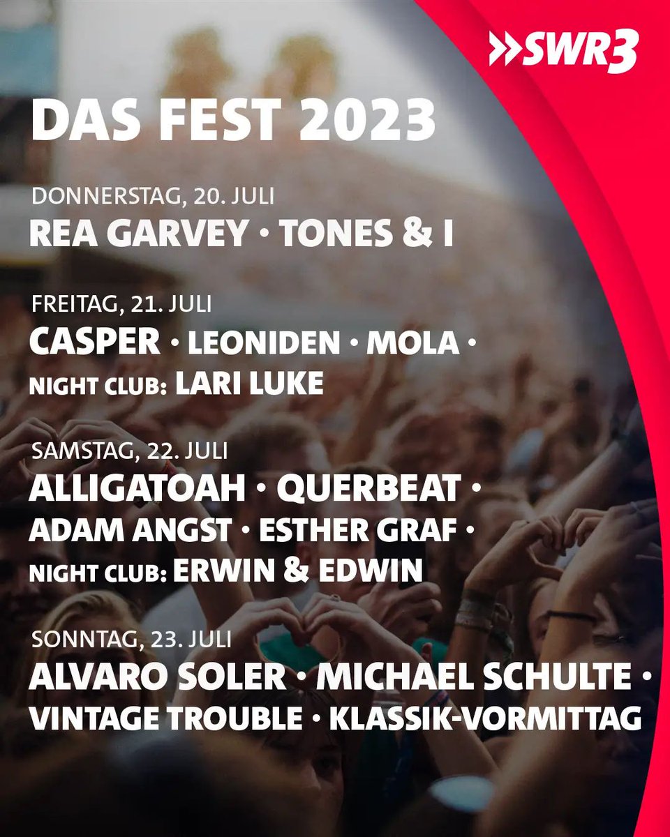 Kennt ihr eh keinen von und müsst auch keine Karten kaufen 😂😂😂 #dasfest #reagarvey #tonesandi #casper #alligatoah #alvarosoler #michaelschulte #karlsruhe #mountklotz #Vorfreude