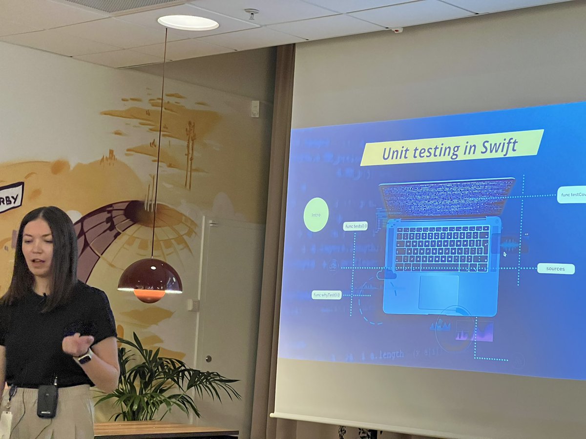 cocoaheadssthlm's tweet photo. Anna Kulieshova talking about why to unit test #sthlmtech @Truecaller https://t.co/b6b6XXpcVT