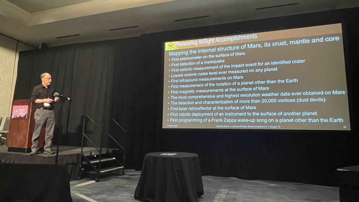SueSmrekar's tweet image. Bruce Banerdt gives a moving tribute the fantastic achievements of the #NASAInSight mission, including the thrill of uploading his favorite Frank Zappa song to wake up the lander