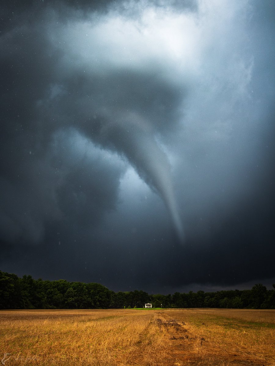 A perfect funnel over the Carolina farmland - a rare view of a picturesque East Coast tornado. 

📍Conway, North Carolina. June 2020