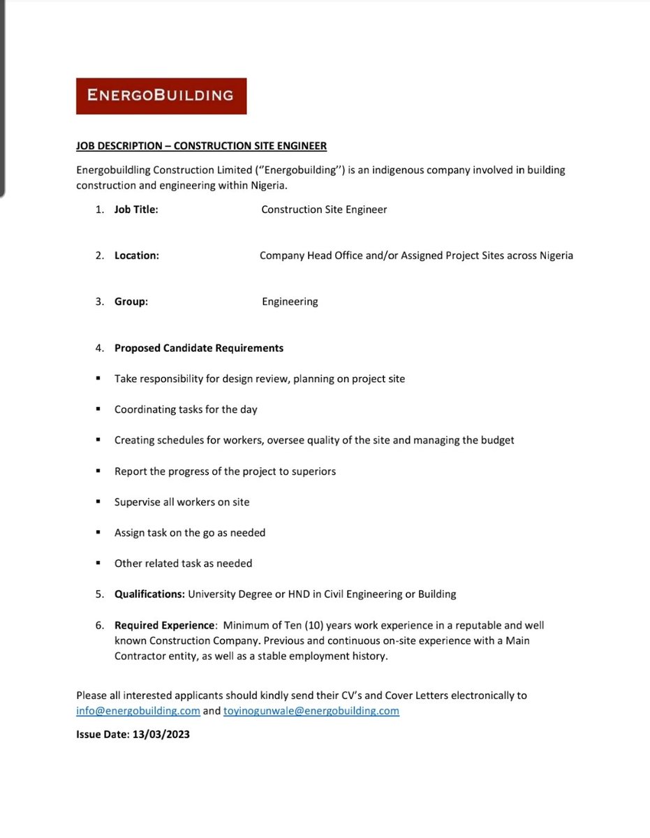 Energobuilding's tweet photo. WE ARE HIRING.

Applicants must have Civil engineering OR  Building background. 

Please apply if you are qualified and interested.

Thank you. https://t.co/3lPmKhtP2u