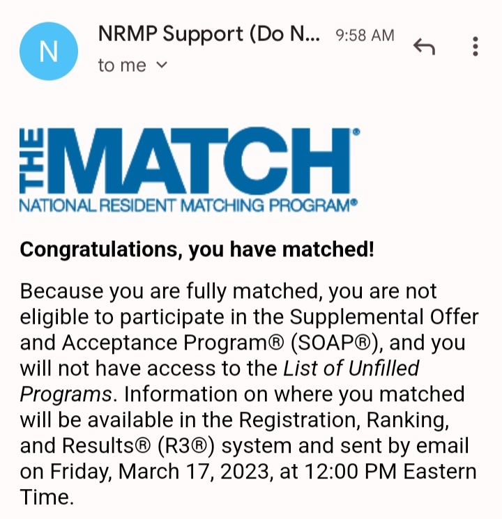I MATCHED! I'm going to be a SURGEON! 🥳✨️🔪

So grateful for the family, loved ones, mentors, and patients who encouraged and inspired me. Surreal, but I'll work hard to make you proud.

#Match2023 #GenSurgMatch2023 #ILookLikeASurgeon #MATCHMADNESSVCU