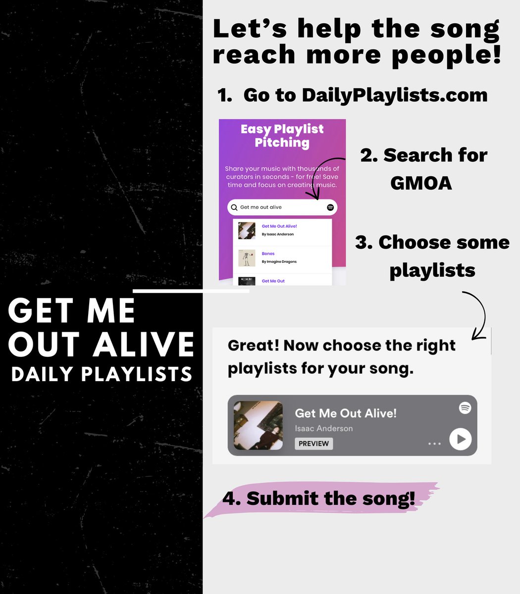 candersnation's tweet photo. 💥 Do you want to help #GetMeOutAlive reach more people?
If so, you can submit it to playlists - check the image below and click the link!
🔗 https://t.co/Ggou5lYbRQ
#IsaacAnderson https://t.co/Sv85UaQB3d