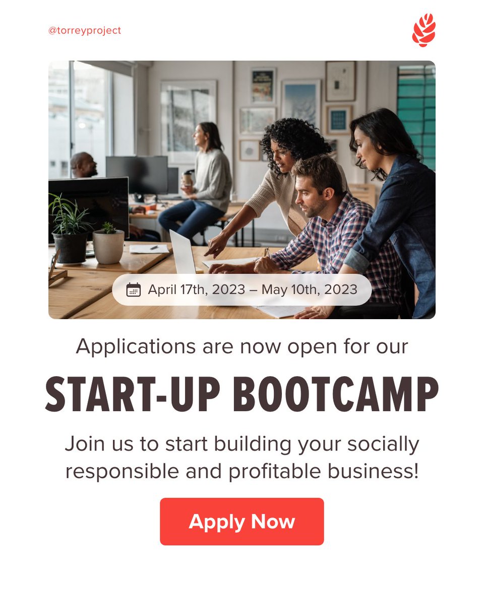 torreyproject's tweet photo. 🚀 Are you an entrepreneur looking to take your business to the next level? Apply today for our Start-Up Bootcamp and unlock the tools, resources, and mentorship you need to succeed! 

To learn more and apply:
🔗 https://t.co/2J54yIjdw5
•⁠
#entrepreneurs #startups #business https://t.co/2UYcDnn2tu