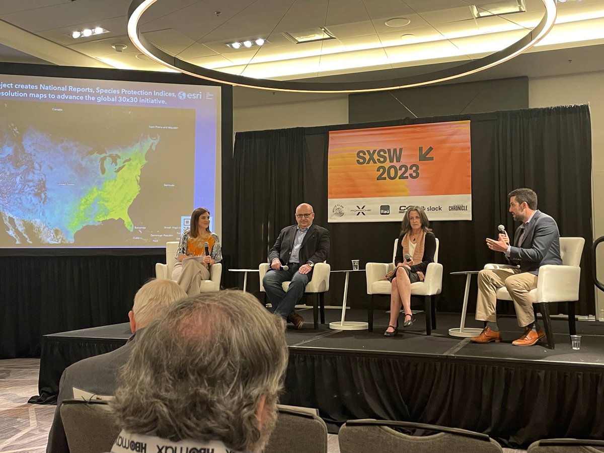 EOWBF's tweet photo. We're at #SXSW2023! On #30x30, "It’s important we hit these targets as a conservation goal and we’re using science to identify protections that need it the most." - Alex Killion #halfearthproject  #http://esri.social/FfyS50N5eL3
@Esri 
@ImpactObserv 
@WoodwellClimate 
@YaleE360 https://t.co/3zFwWYFboi