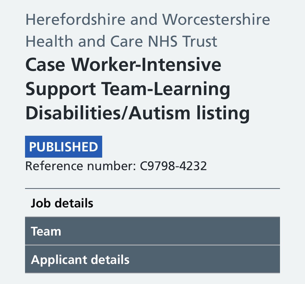 An exciting new Band 6 role situated in Hereford working intensely with individuals with a learning disability and or autism. Looking for a motivated and passionate RNLD/RMN/social worker/psychologist/occupational therapist. Please take a look 👀 <a href="/HWHCT_LDCom/">Herefordshire Community Learning Disability Team</a>