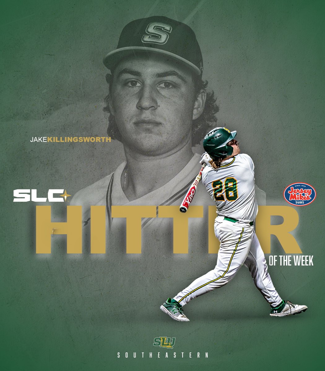 SouthlandSports's tweet photo. ⚾️: Congrats to this week's @jerseymikes #SouthlandBaseball Players of the Week!

Hitter: Jake Killingsworth, Southeastern
Pitcher: Cal Carver, Northwestern State

📰 | https://t.co/Kc6RTdp8TW https://t.co/U0xuDFU6uH