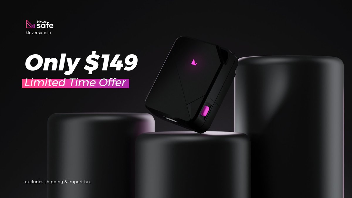 KleverElec's tweet photo. Keep your #crypto assets safe with #KleverSafe this International #consumerweek!

For a limited time only, get your hands on a #hardwarewallet at a 25% discount 🤯

Only $149 per unit from Mar 15-19, 23:59 UTC 👀

👉 https://t.co/WIblVyaCSl https://t.co/tz3qhInjGz