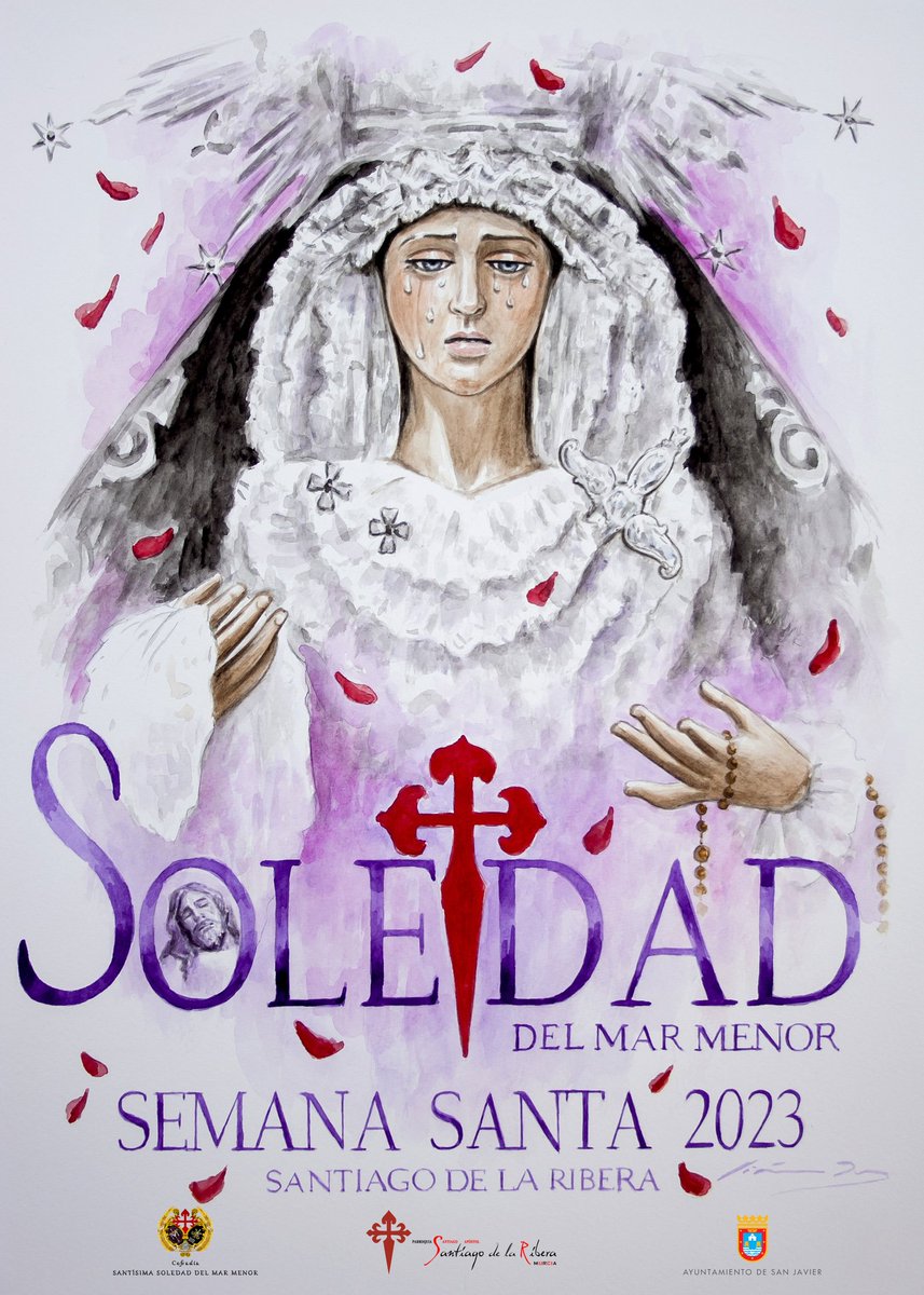 D_jimenezdiaz's tweet photo. Este es mi cartel de este año para mis amigos de @Soledadmarmenor 
Una acuarela sobre papel en el que destaca el bello rostro de la dolorosa
@D_jimenezdiaz https://t.co/uWg2iv5hZ0