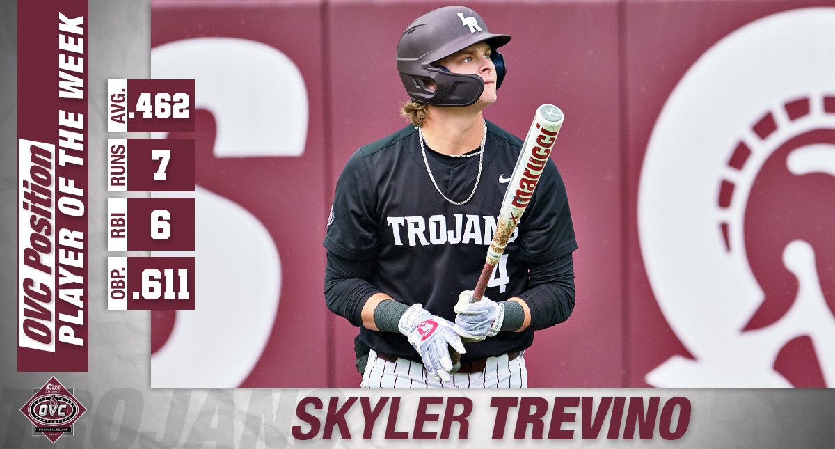 Little Rock Trojan Baseball (@littlerockbsb) on Twitter photo Congratulations to <a href="/TrevinoSkyler/">Skyler Trevino</a> for being named as our first ever Ohio Valley Conference Player of the Week!
π° : bit.ly/3Tb75hi
#LittleRocksTeam Congratulations to <a href="/TrevinoSkyler/">Skyler Trevino</a> for being named as our first ever Ohio Valley Conference Player of the Week!
π° : bit.ly/3Tb75hi
#LittleRocksTeam