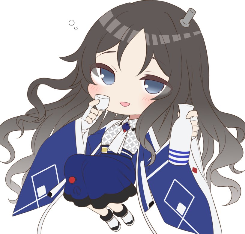 1girl solo chibi blue eyes long hair holding white background  illustration images