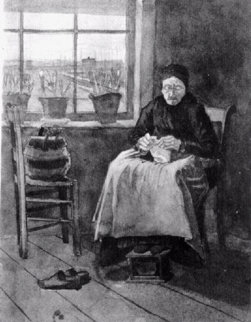 vangoghartist's tweet photo. Woman at the Window, Knitting, 1882 #realism #vincentvangogh https://t.co/xeR4knxiWS https://t.co/jSLcK5gdic