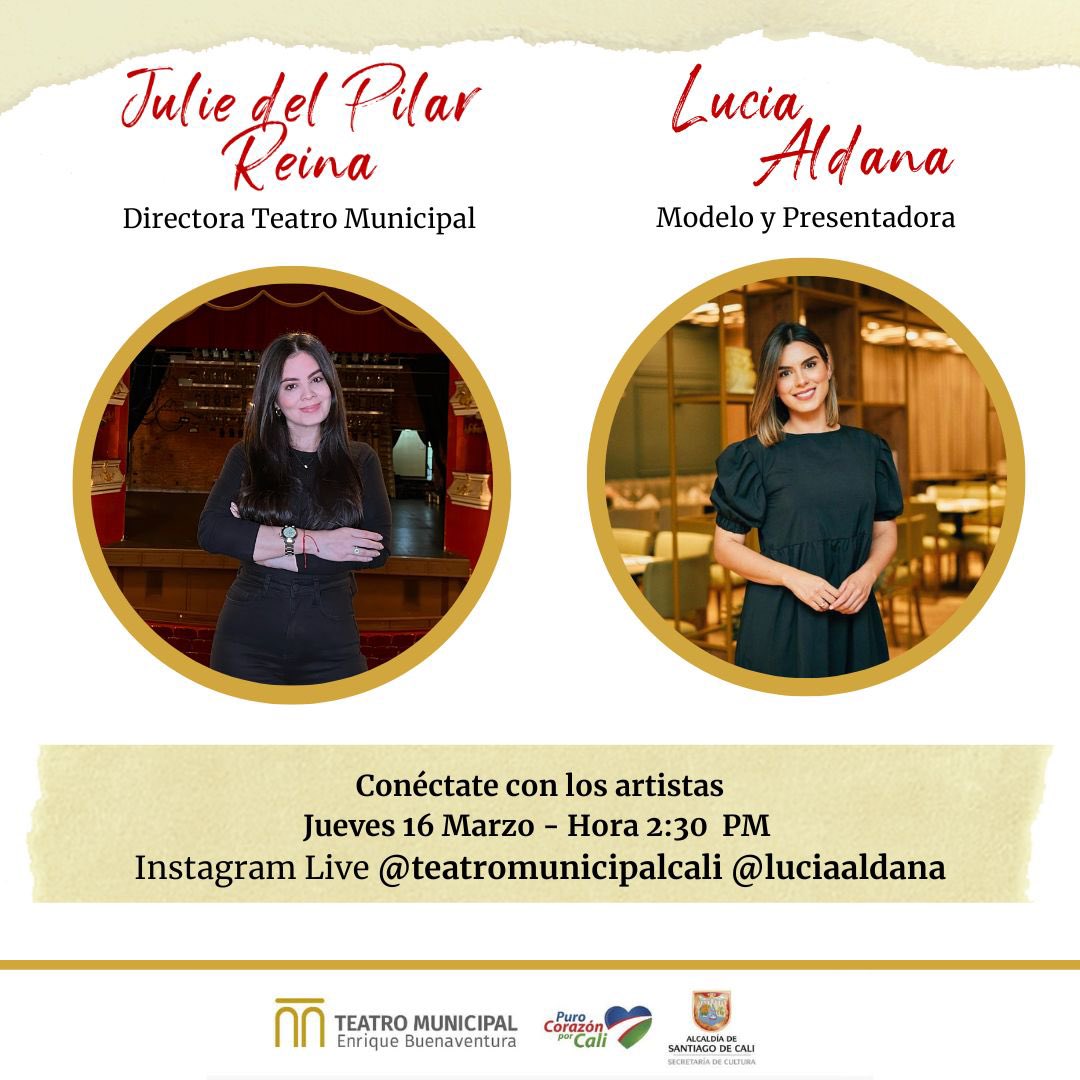 Acompáñame este jueves 16 de Marzo a una conversación con <a href="/LuciaAldana/">Lucia Aldana</a> mujer, retos y #mesincronizoconmicuidado 🎀<a href="/TmunicipalCali/">Teatro Municipal</a> Los esperamos!!!